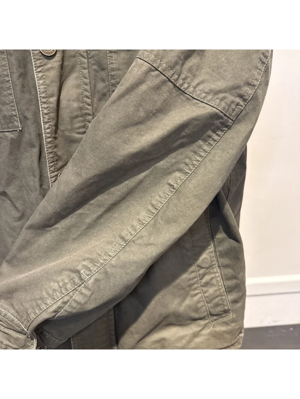 WENVEN Jacket Men’s Medium Olive  Canvas Military Full Zip Lined Workwear Coat